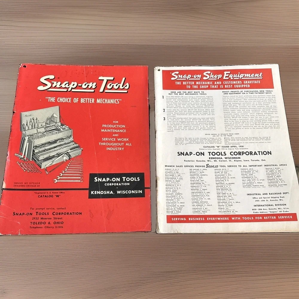 Vintage 1958 Snap-on Tools Catalog W Tool Equipment Kenosha Wisconsin